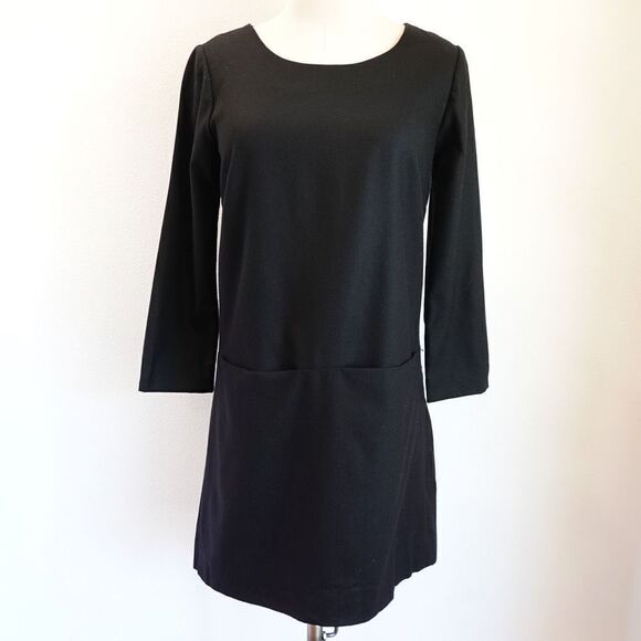 J.Crew Jules Black Wool Dress with Front Pockets Size 0 - Picture 2 of 16